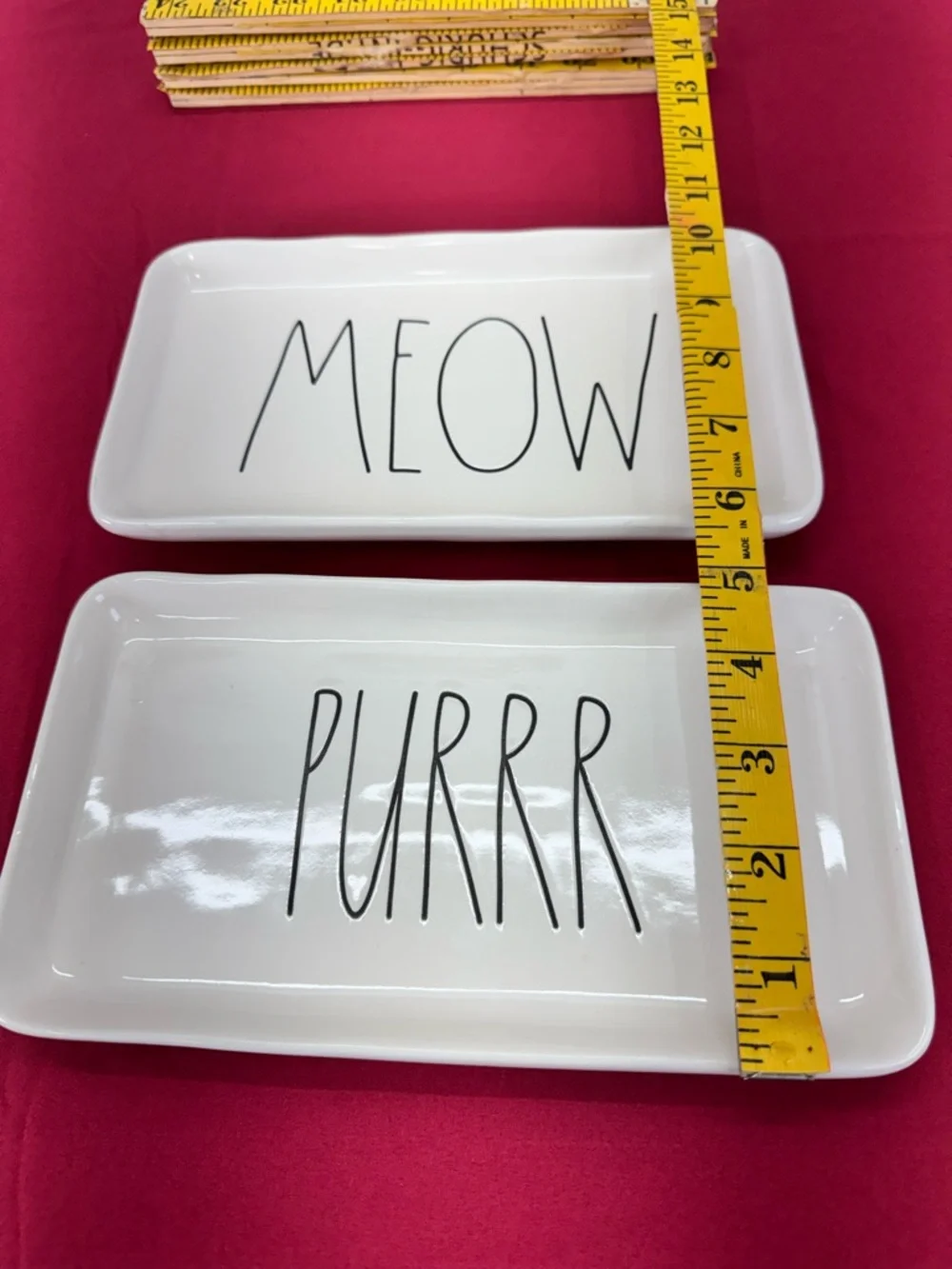 Rae Dunn White Ceramic 'MEOW' and 'PURRRR' Trinket Dishes
